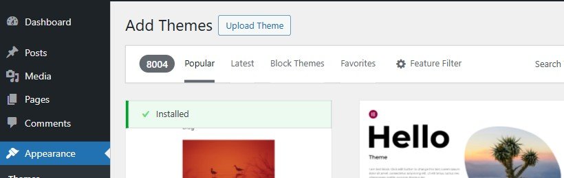 How to Work With Child Themes: second instruction step.